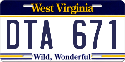 WV license plate DTA671