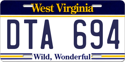 WV license plate DTA694