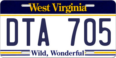 WV license plate DTA705