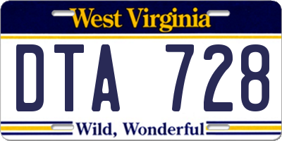 WV license plate DTA728