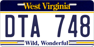 WV license plate DTA748