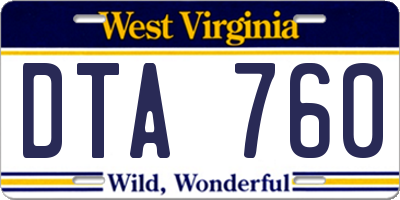 WV license plate DTA760