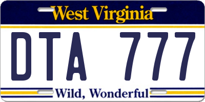 WV license plate DTA777