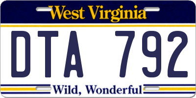 WV license plate DTA792