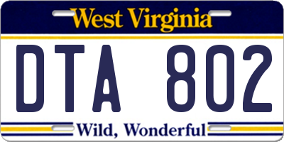 WV license plate DTA802