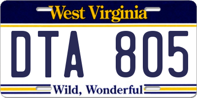 WV license plate DTA805
