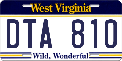 WV license plate DTA810