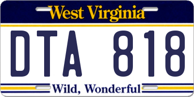 WV license plate DTA818
