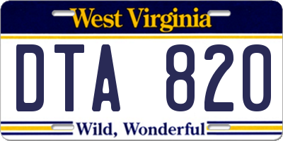 WV license plate DTA820