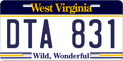 WV license plate DTA831