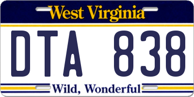 WV license plate DTA838