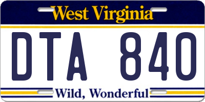 WV license plate DTA840