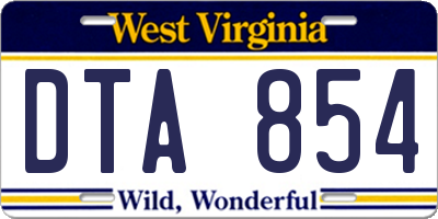 WV license plate DTA854