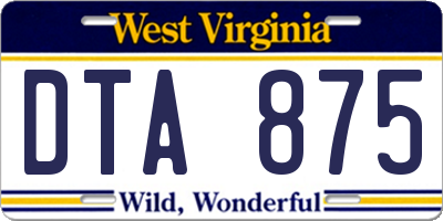 WV license plate DTA875