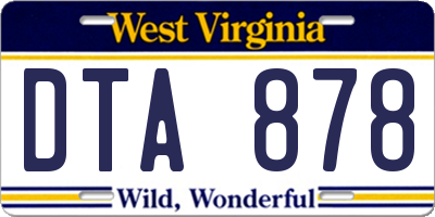 WV license plate DTA878