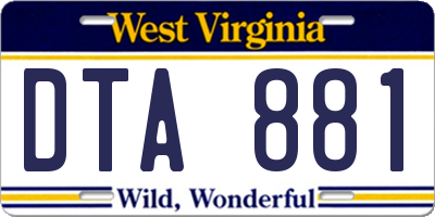 WV license plate DTA881