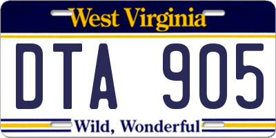 WV license plate DTA905