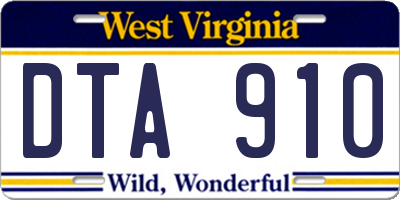 WV license plate DTA910