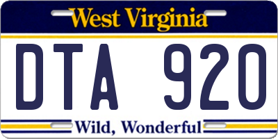 WV license plate DTA920