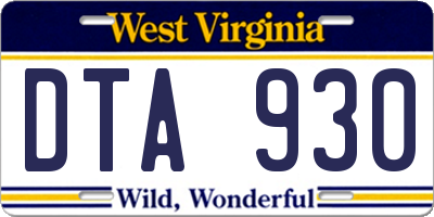 WV license plate DTA930