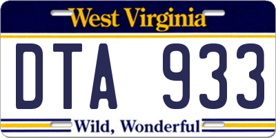 WV license plate DTA933