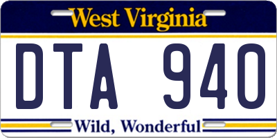WV license plate DTA940
