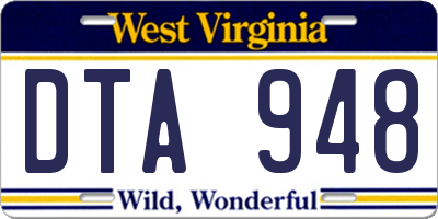 WV license plate DTA948
