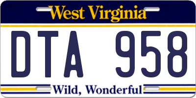 WV license plate DTA958