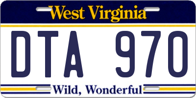 WV license plate DTA970