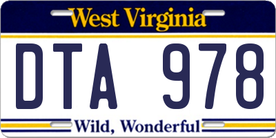 WV license plate DTA978