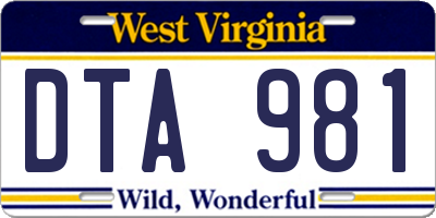 WV license plate DTA981