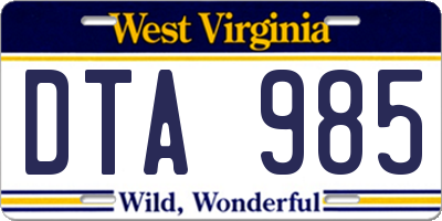 WV license plate DTA985