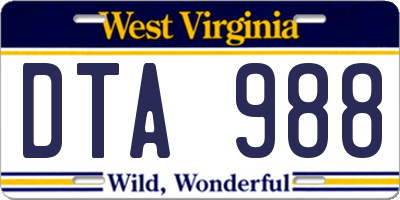 WV license plate DTA988