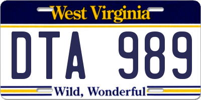 WV license plate DTA989