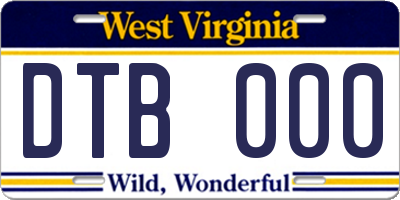WV license plate DTB000