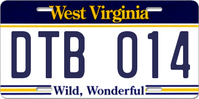 WV license plate DTB014