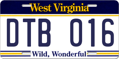 WV license plate DTB016