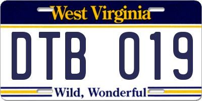 WV license plate DTB019