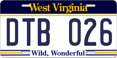 WV license plate DTB026