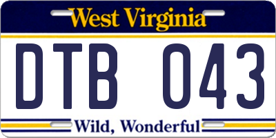 WV license plate DTB043