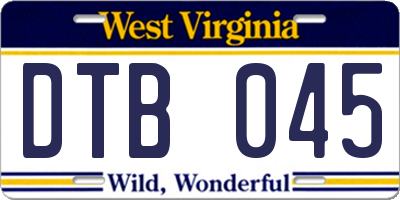 WV license plate DTB045