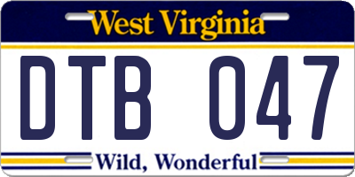 WV license plate DTB047