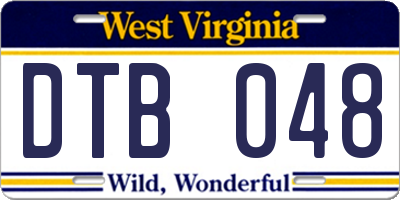 WV license plate DTB048