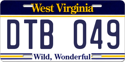 WV license plate DTB049