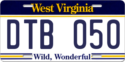 WV license plate DTB050