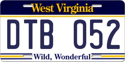 WV license plate DTB052