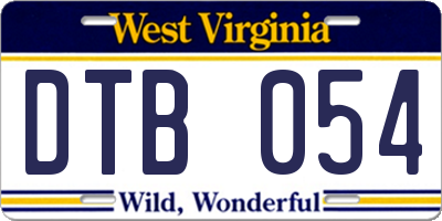 WV license plate DTB054