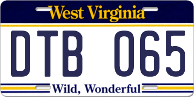 WV license plate DTB065