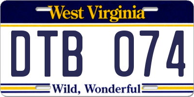 WV license plate DTB074