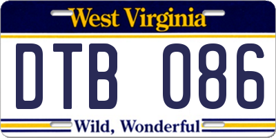 WV license plate DTB086